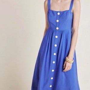 Anthropologie Maeve Blue button-down midi dress